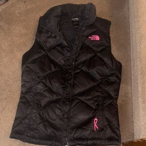 The North Face Women's Black and Pink Puffer Vest